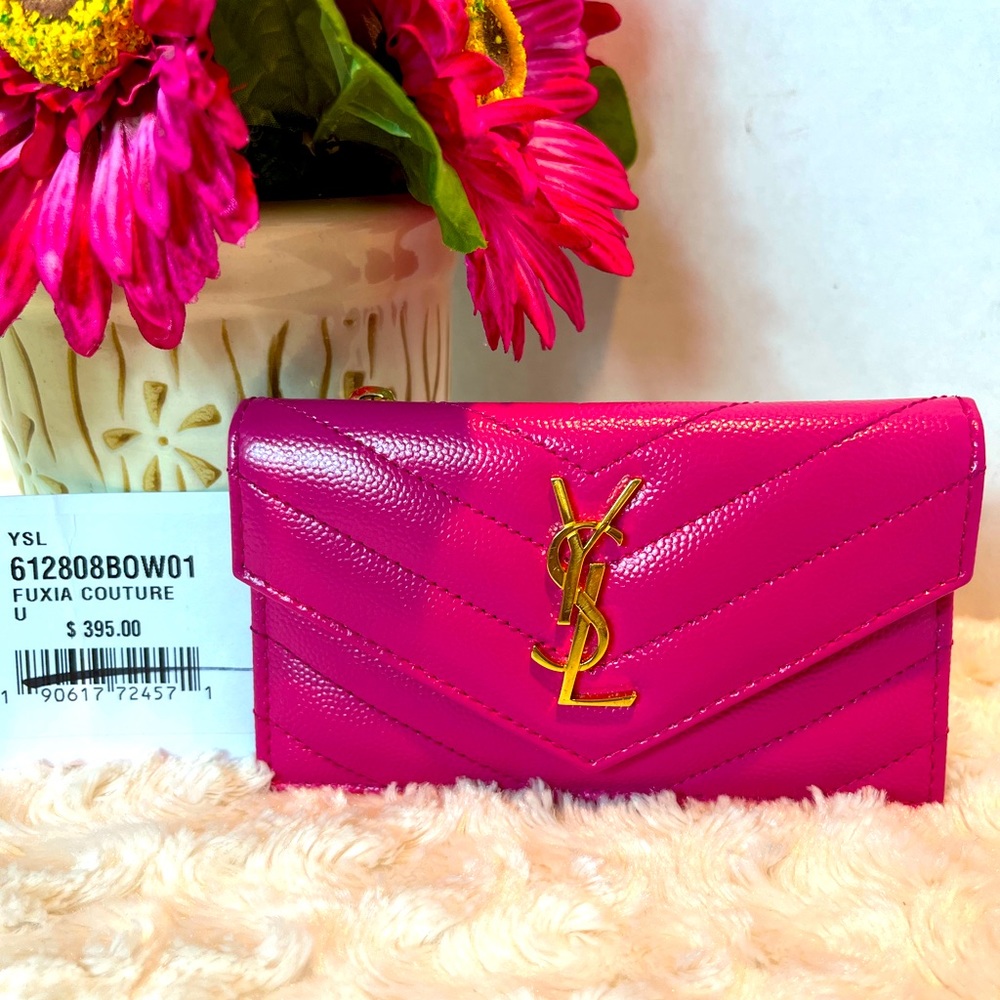 Yves Saint Laurent Fuscia Envelope Wallet